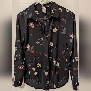 Floral Blouse, Black, Size 4